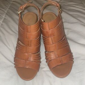 Franco Sarto Camel Leather High Heels Sandals Shoes